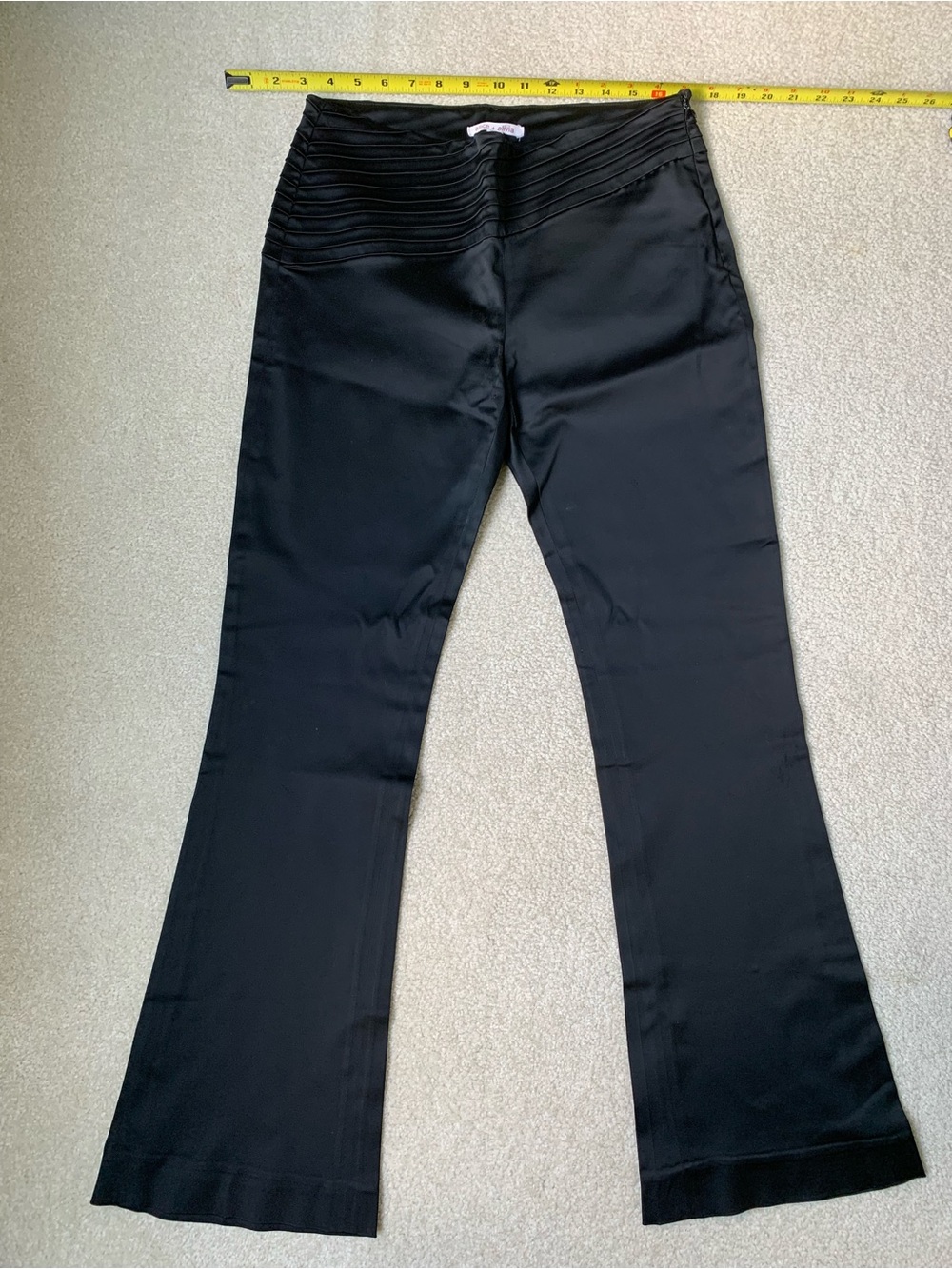 Alice + Olivia Black Ladies Bootcut Dress Pants with Pintuck Waist